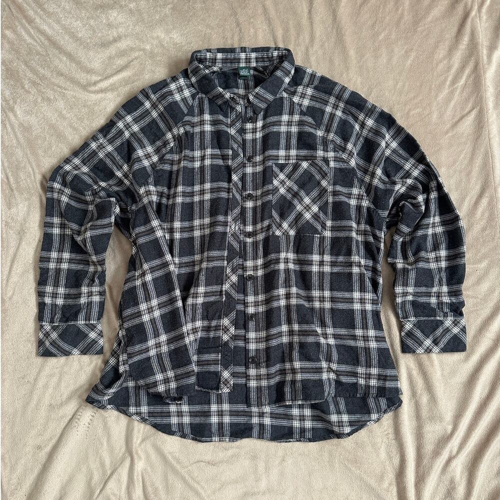 Wild Fable XXL Grey Plaid Flannel Oversized Slouchy Fall Autumn Grunge
